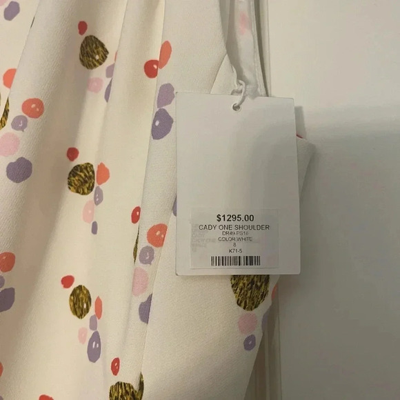 NWT Peter Pilotto Polka Dot Cady One-Shoulder Dress UK size 12, US size 8, White - Picture 3 of 7